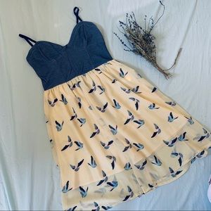 Pink Martini Blue and Cream Medium Sundress Bird